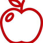 outline of an apple in red