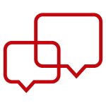 A line drawing of speech bubbles. 