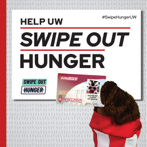swipe out hunger ad with bucky hand holding wiscard